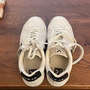 Veja White Sneakers with Black Details